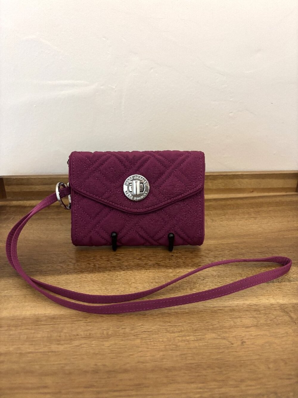 Vera Bradley Your Turn Purple Quilted Smartphone Wristlet Extra Long Strap